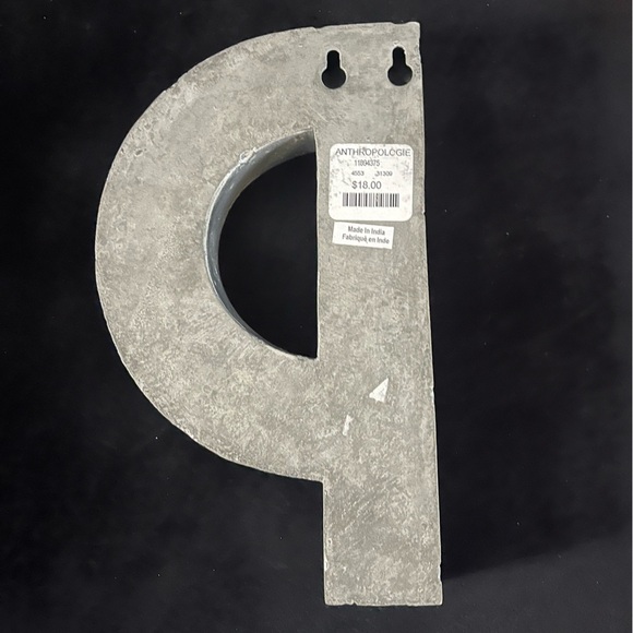 P Anthropologie Metal Zinc Industrial Letter “P” 8" x4.5"x1" mid-century - Picture 2 of 9